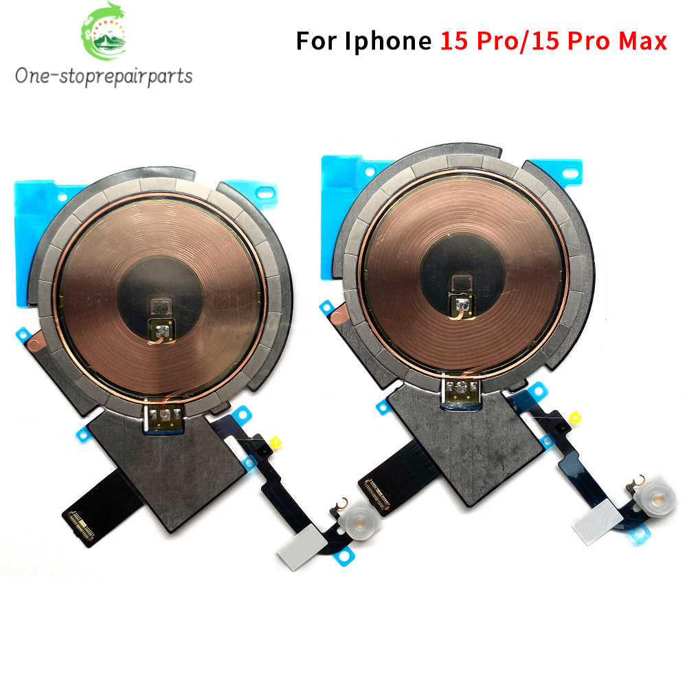Wireless Charging Coil Sticker With Power Volume Flex Cable For iPhone 11 12 13 14 15 Pro Max Wireless Charger Panel iPhone phone repair parts