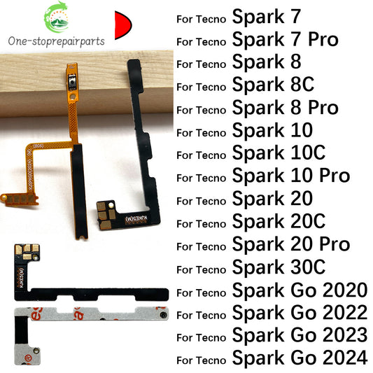 10Pcs, Power On Off Volume Key Button Flex Cable For Infinix Tecno Spark 7 8 8C 10 10C 20 20C 30C Pro Go 2020 2022 2023 2024  infinix phone repair parts