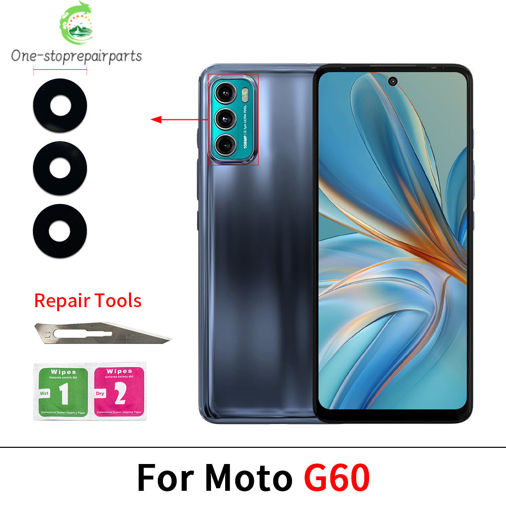 10Pcs, Camera Lens Back Rear Camera Glass Lens with Sticker For Moto G10 G20 G30 G50 G60 G60s G31 G41 G51 G71 G100 G200 5G G04s Motorola phone repair parts
