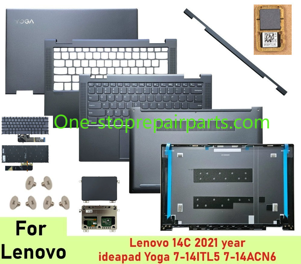 Cover case for Lenovo 14C 2021 ideapad Yoga 7-14ITL5 7-14ACN6 Lcd back housing bezel upper topcase palmrest keyboard touchpad bottom Lower case hinge cover 5CB1A08845 5CB1A0884 5CB1A16231 5CB1A08879  Lenovo Laptop repair parts