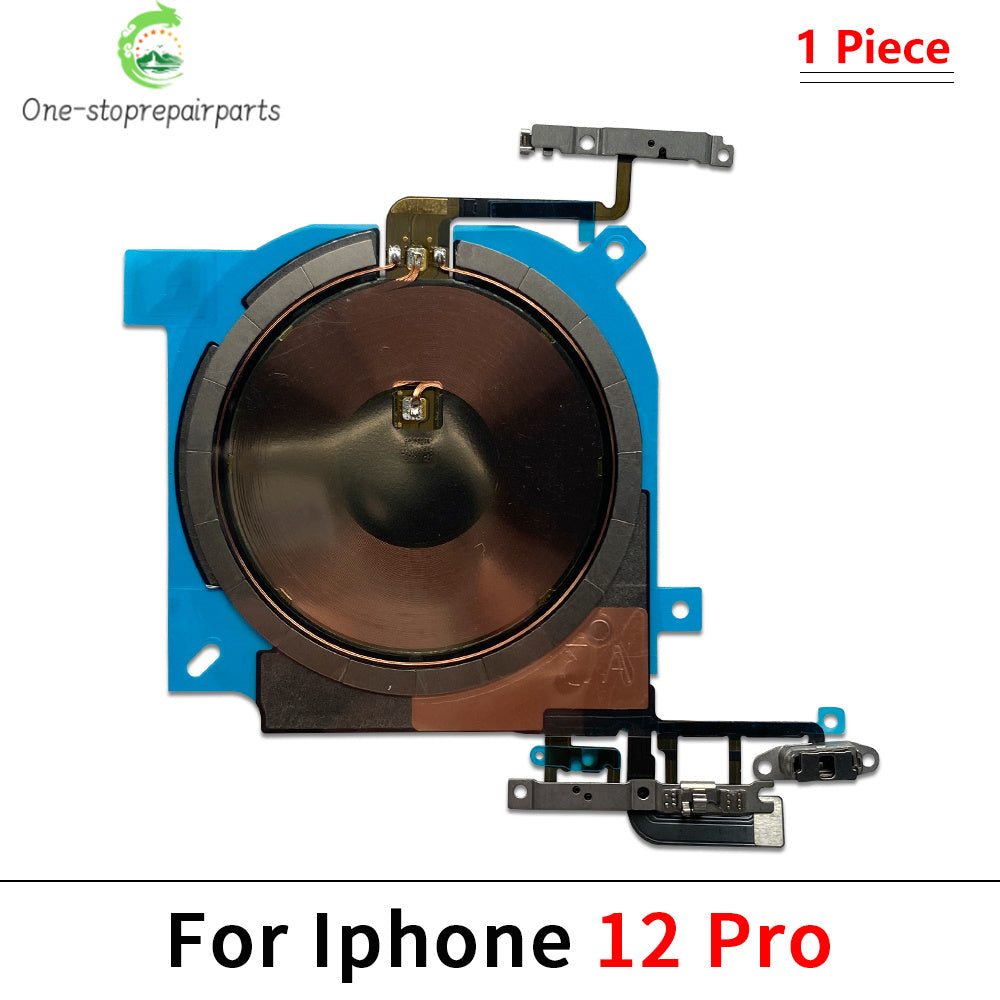 Wireless Charging Coil Sticker With Power Volume Flex Cable For iPhone 11 12 13 14 15 Pro Max Wireless Charger Panel iPhone phone repair parts
