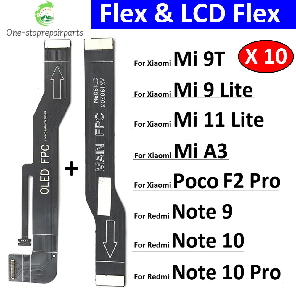 10Pcs，New For Xiaomi Mi A3 9 9T 11 Lite F2 Pro Redmi Note 9 10 10s 11 Pro Main FPC LCD Display Connect Mainboard Flex Cable Xiaomi  Xiao mi phone repair parts