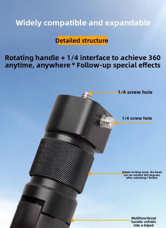 Bullet Time Rotating Handle Tripod Stand for Insta360 X5 X4 Air X3/ DJI Osmo 360 Panoramic Action Digital Camera Accessories