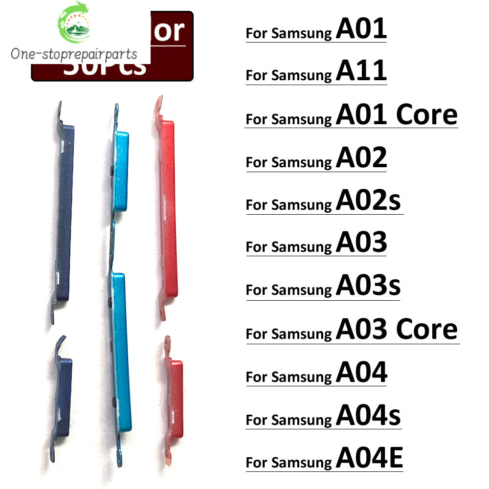 50Pcs, New For Samsung A01 A11 A02 A02s A03 A03s Core A04 A04s A04E Power Button Volume Side Button Key Samsung phone repair parts