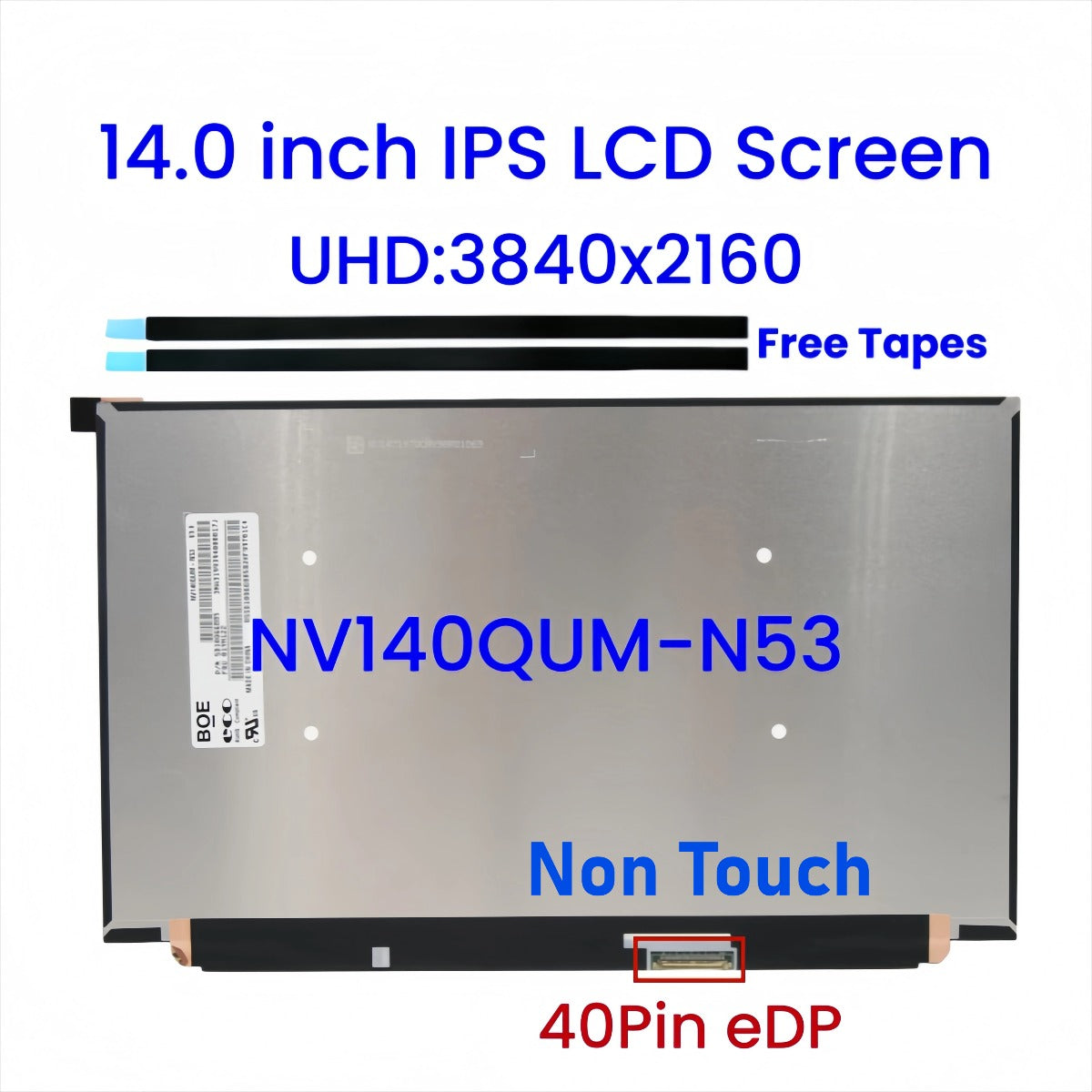 14 inch Laptop LCD Screen NV140QUM-N53 UHD 3840x2160 40Pin eDP Replacement Matrix Display Panel Non-Touch Lenovo laptop repair parts