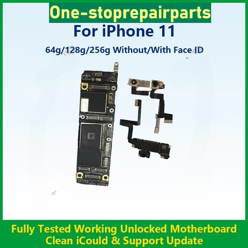 100%Working For iPhone 11+Face ID Mainboard Fully Tested Unlocked Logic Board No iCloud Support Update Motherboard Fast Shipping iPhone phone repair parts