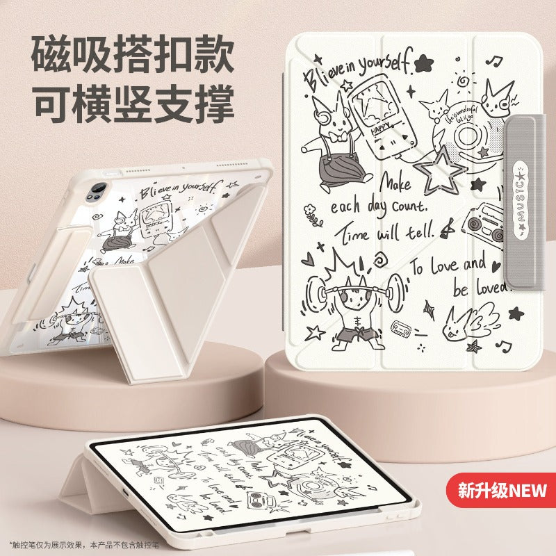 For huawei tablet case 2026 new matepad115s tablet case air12 with pen slot 2024 light and thin 11.5 inch magnetic buckle padpro anti-bend and fall se happy puppy Tablet Accessories