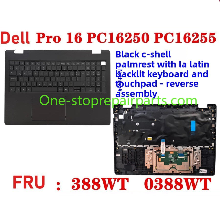 Cover case Keyboard for Dell Pro 16 PC16250 PC16255 Cover case for Dell Pro 16 PC16255 PC16250 LCD Back Cover Bezel frame topcase palmrest upper bottom HINGE 0V1T1X 0388WT 0Y55N3 099TK0 006R8M Dell laptop repair parts