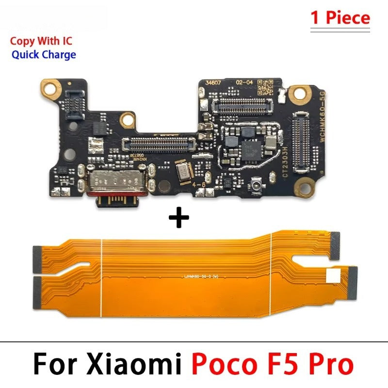 10Pcs/Lot, USB Charging Board Connector Port Dock Flex Cable For Xiaomi Poco F1 F2 F3 F4 F5 X3 X4 X5 X6 M3 M4 M5s Pro 4G 5G GT  Xiaomi  Xiao mi phone repair parts