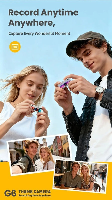 Retro Mini Keychain Thumb Camera 1080P HD Recorder Built-in Flash Auto Focus 130° Wide Angle Lens Screen Portable Pocket Camera