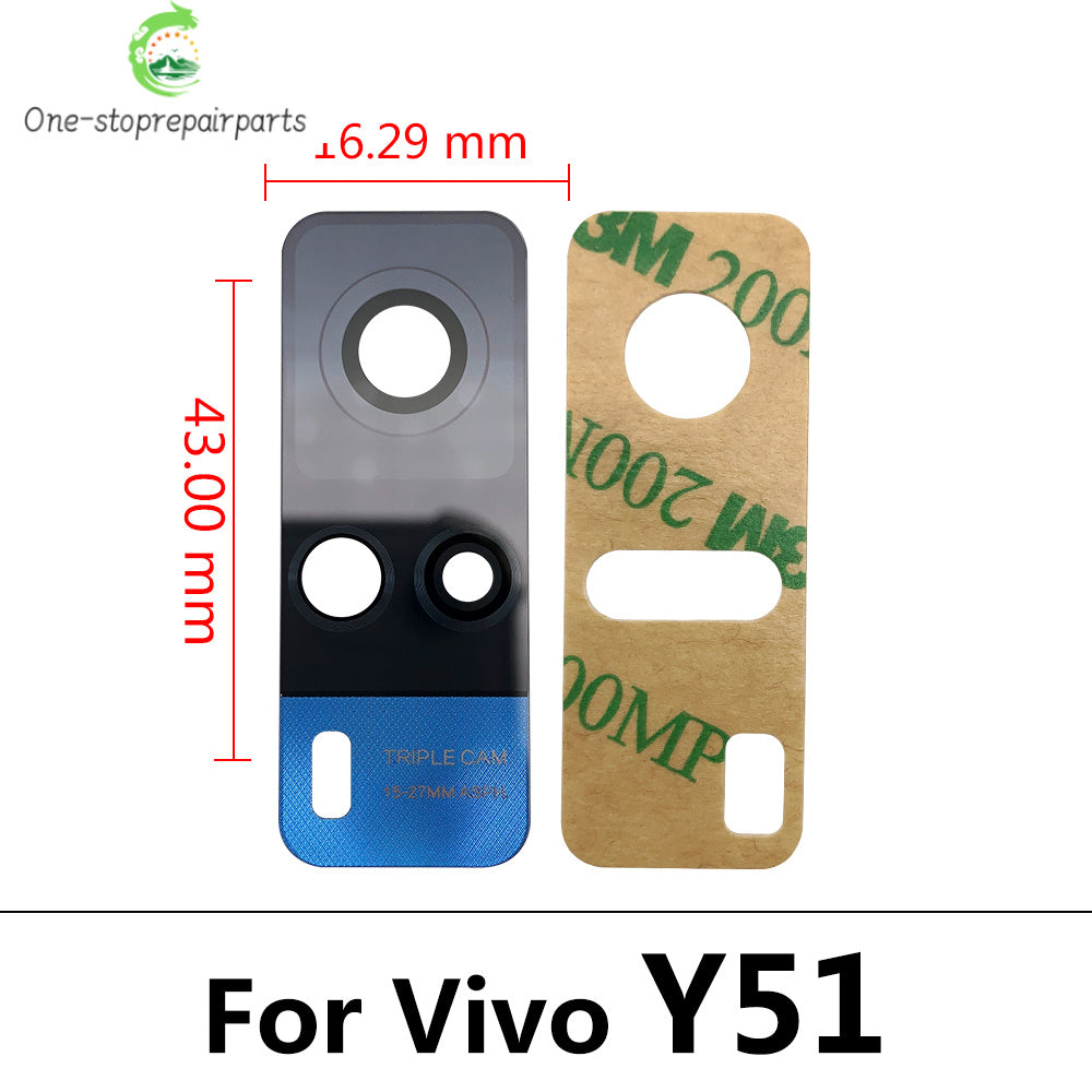 10Pcs/Lot, Back Rear Camera Glass Lens With Adhesive For Vivo IQOO 3 U3 Z1 S7 S9 S9e V17 X21 X50 Y9S Y20 Y31 Y51 Y51S Y73S Y93S Vivo phone repair parts