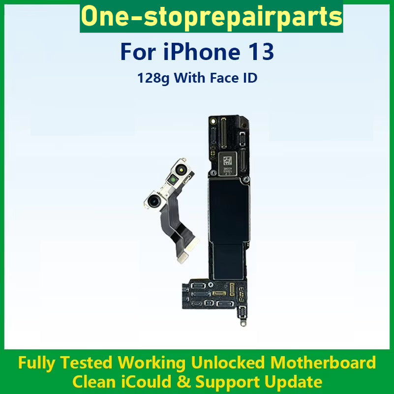 Fully Tested Authentic Motherboard For iPhone 13 Pro Max 128g/256g Unlocked Mainboard With Face ID Cleaned iCloud Fast Shipping iPhone phone repair parts