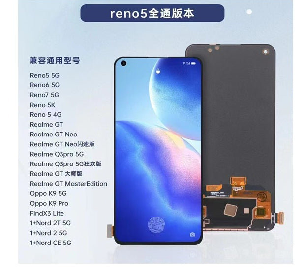 LCD touch screen assembly  for OPPO Reno 5 6 7 5K Screen Find X3 lite assembly K9 5G Mobile phone inner and outer screen LCD digitizer glass panel display