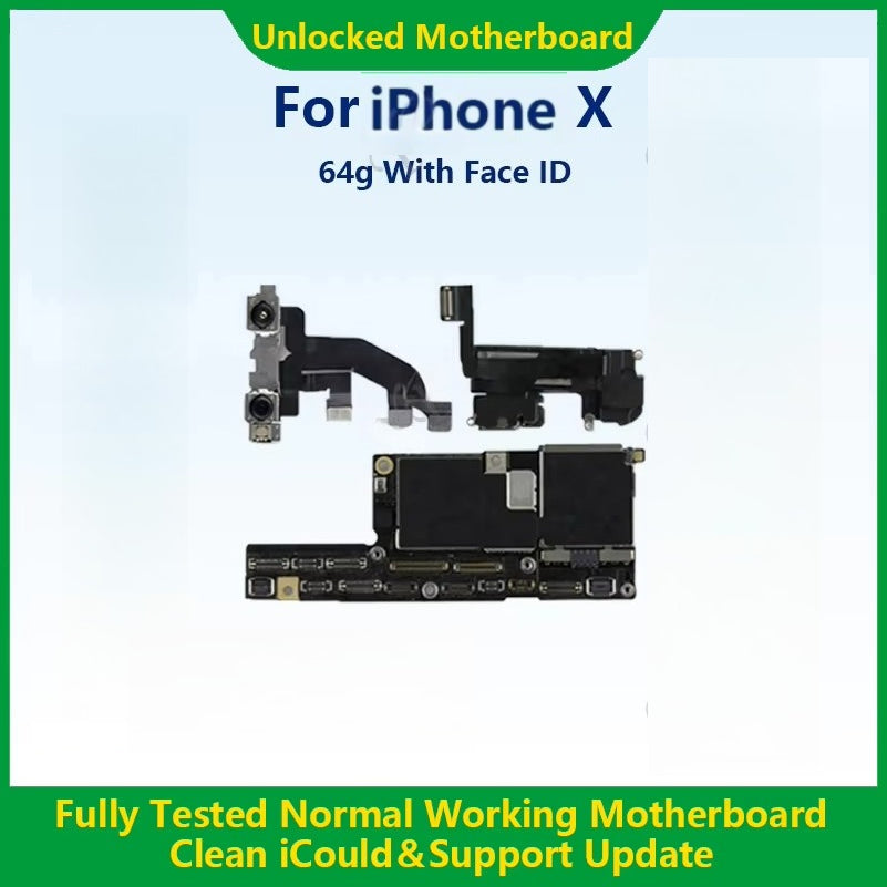 100%Working Mainboard For iPhone X/XR/XS Max With Face ID Fully Tested Cleaned iCloud And Unlocked Motherboard Fast Shipping  iPhone phone repair parts