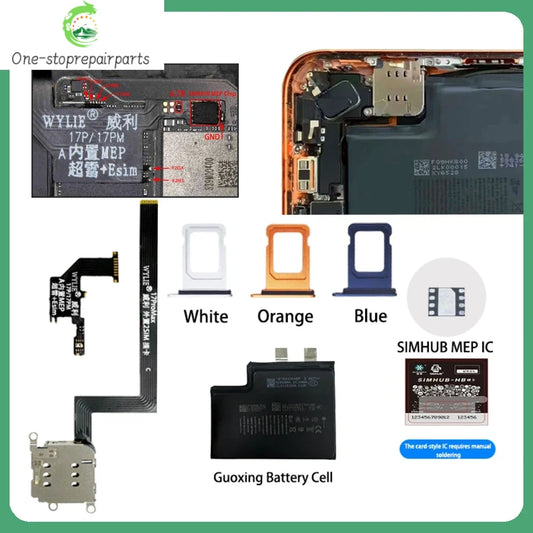 Wylie For iPhone 17 Pro Max US Version Esim to Sim Card Flex Cab‬le Dual SIM Built-in MEP Integration Support Super Snow IC Professional Repair Tools
