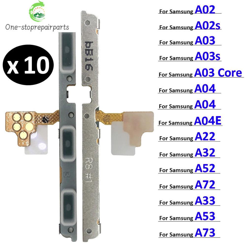 10Pcs, Power on off Volume Key Button Flex Cable For Samsung A02S A22 A32 A52 A72 A03s A03 Core A04 A04s A13 A33 A53 A73 5G 4G Samsung phone repair parts