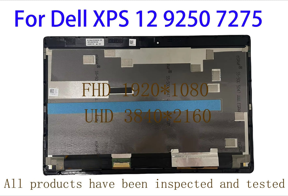 12.5Inch For Dell XPS 12 9250 7275 Touch Screen Assembly matrix  1920*1080 FHD or 3840*2160 4K UHD Touch Screen Assembly Dell laptop repair parts