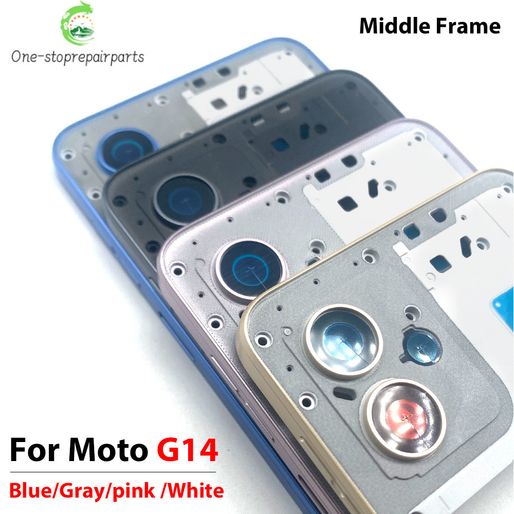New Middle Frame For Motorola Moto G04 G14 G24 G34 G54 G84 Door Housing Bezel Repair Parts Motorola phone repair parts