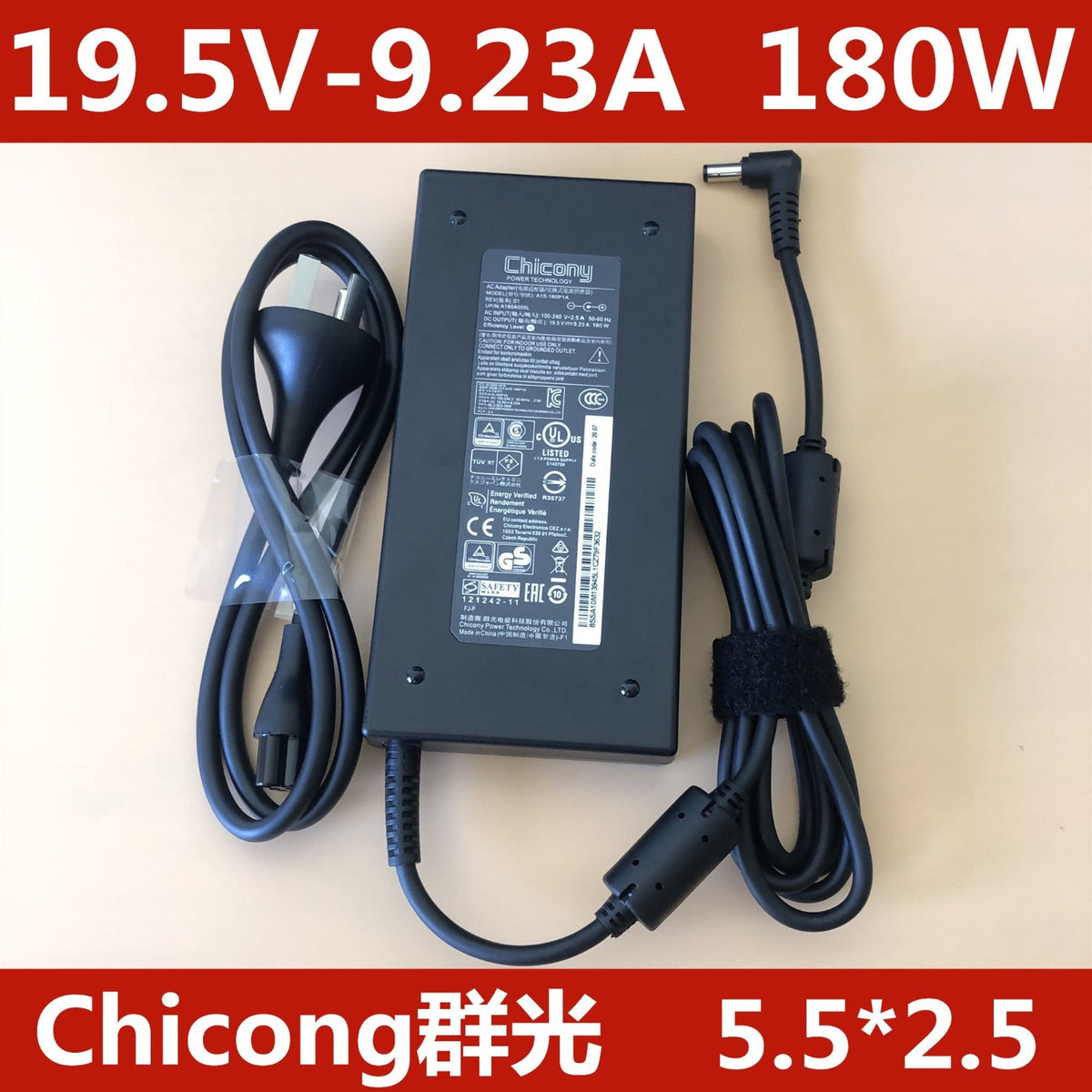 Genuine Chicony Power Supply Adapter 180W 20V 9A Model A15-180P1A 19.5V 9.23A power adapter MSI laptop repair parts Asus laptop repair parts