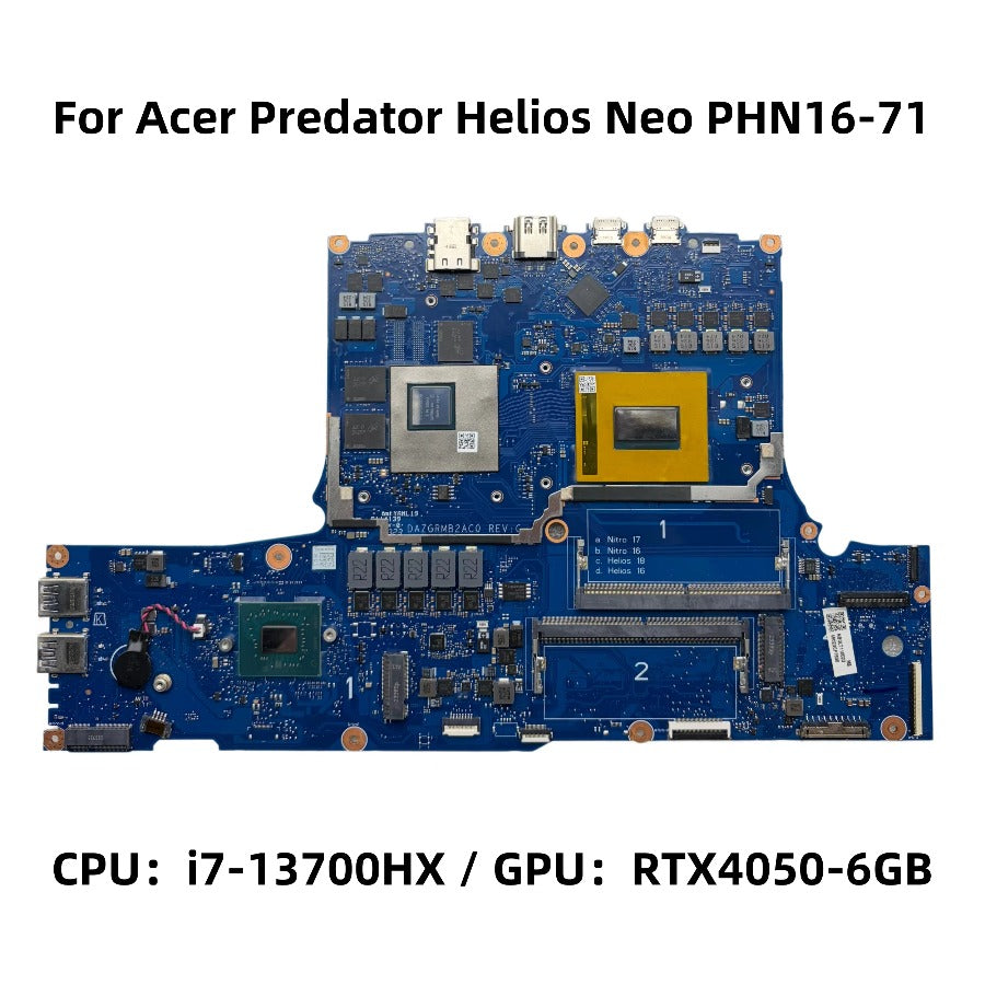 DAZGRMB2AC0 For Acer Predator Helios Neo PHN16-71 Laptop Motherboard With i7-13700HX CPU DDR5 RTX4050-6G RTX4060-8G NB.QLT11.002 Acer laptop repair parts
