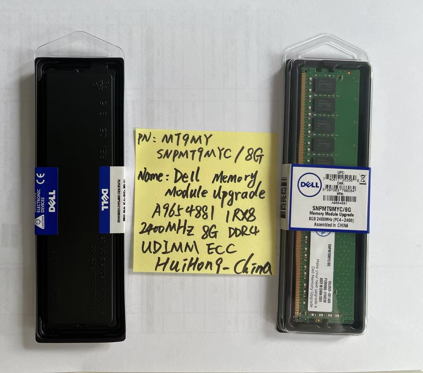 DELL  MT9MY SNPMT9MYC/8G Dell Memory Medule Upgrade A9654881 1RX8 2400MHz  8G DDR4 UDIMM ECC