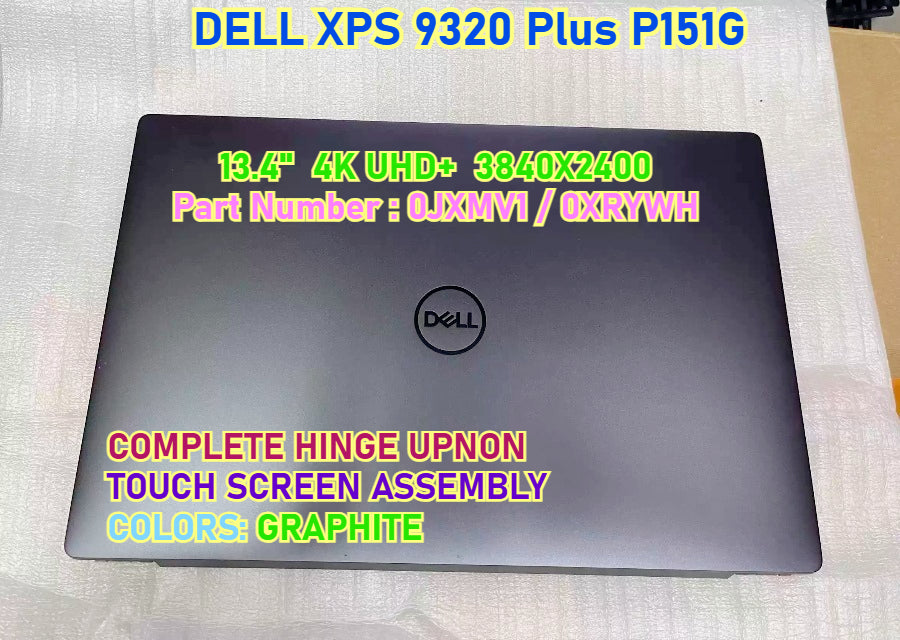 13.4" inch Dell XPS 9320 Plus LCD Touch Screen Assembly 07G0RW 09PG51 0VNRJ0 0YHWYD  029WPH 0VDDHK 0G1GMN 0D6X6W 0JXMV1 0XRYWH LP134WU1-SPB1 LP134WU1-SPA1 LQ134R1-SPB1 ATNA34XK04 LCD Screen Upper Half Kit Display Panel Dell laptop repair parts