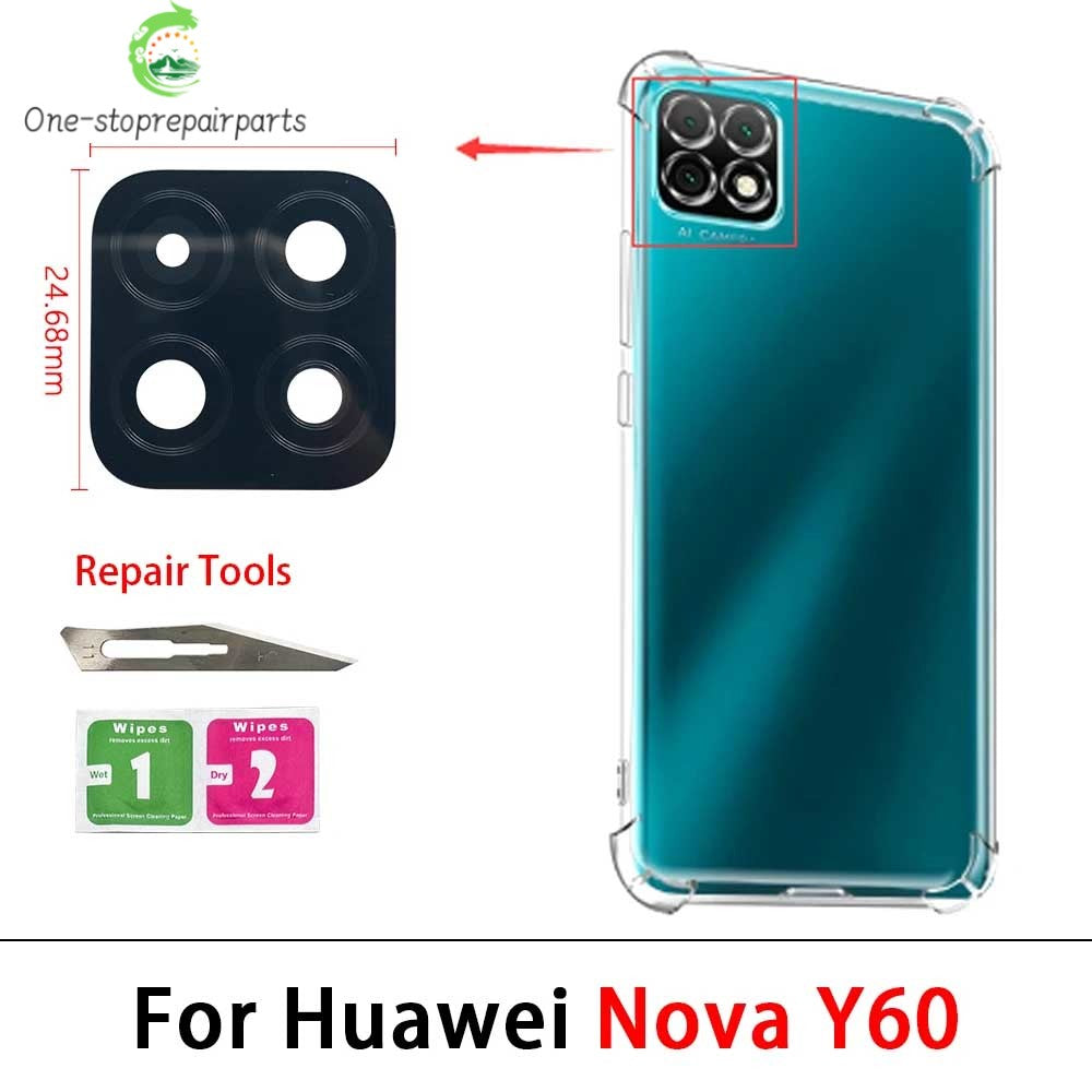 100Pcs，Rear Back Camera Glass Lens For Huawei Nova Y60 Y70 Plus Y90 With Adhesive Huawei phone repair parts