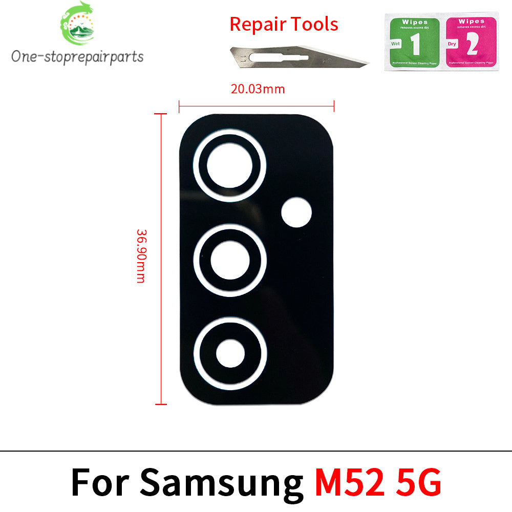 10Pcs, Rear Back Camera Glass Lens With Adhesive Sticker For Samsung M02 M02s M11 M12 M13 M14 M23 M32 M42 M52 M33 M53 M54 4G 5G Samsung phone repair parts