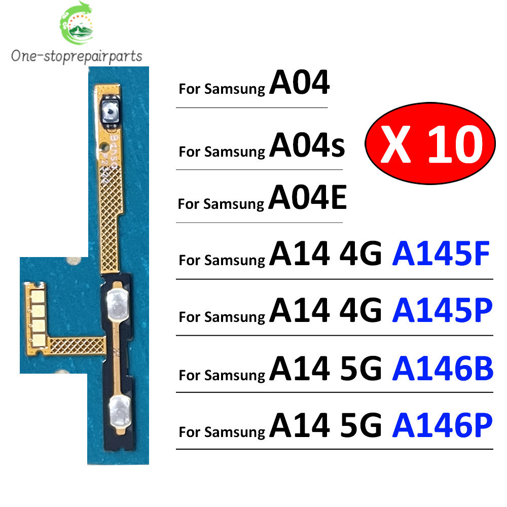 10Pcs, Power Switch On Off Button Volume Key Button Flex Cable For Samsung A04 A04s A04E A14 4G 5G A145F A145P A146P A146B Samsung phone repair parts