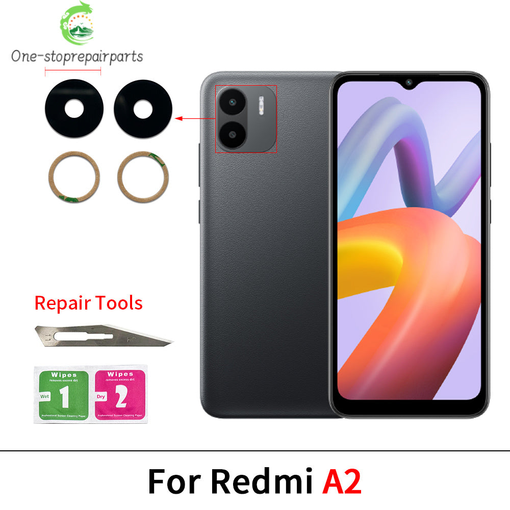 New For Redmi A1 A2 A3 A5 Plus Rear Back Camera Glass Lens With Ahesive Sticker Redmi phone repair parts