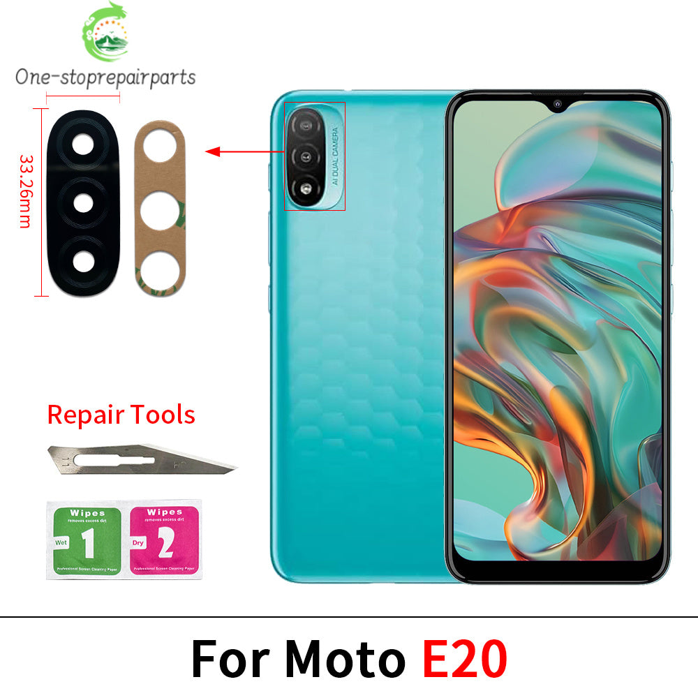 Back Rear Camera Glass Lens For Moto E4 E7 E6 E6s E5 E7i Plus Play Power E20 E30 E40 E22 E32 E13 E22i With Adhesive Motorola phone repair parts