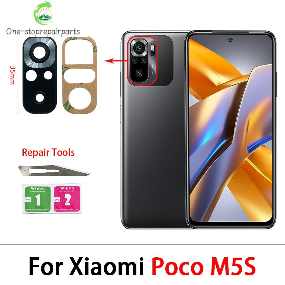 10Pcs/Lot, Back Rear Camera Glass Lens Cover With Adhesive For Xiaomi Poco F5 F6 M5 M5s M6 X5 X6 Pro 4G 5G  Xiaomi  Xiao mi phone repair parts