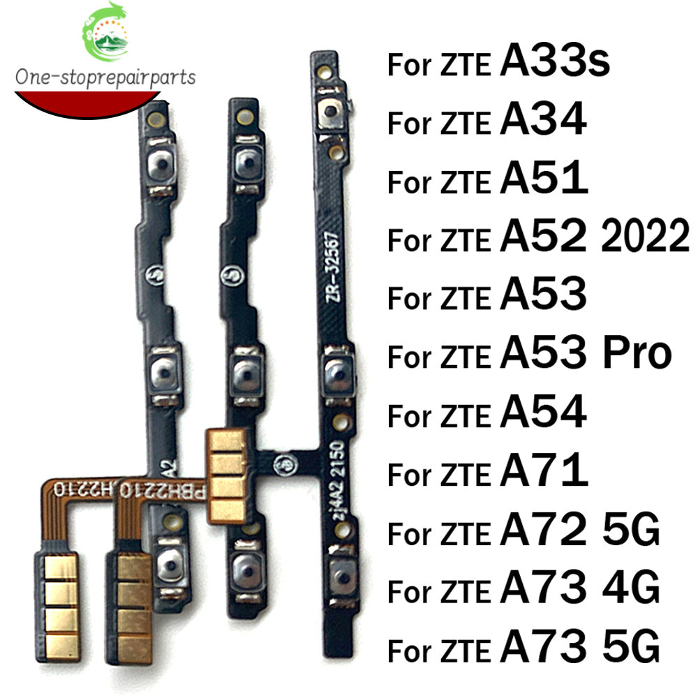 10Pcs, Power On Off Button Volume control Key Button Flex Cable For ZTE A33s A34 A51 A52 A53 A54 A71 A72 A73 Pro 4G 5G 2022 ZTE phone repair parts