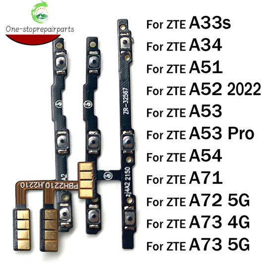 10Pcs, Power On Off Button Volume control Key Button Flex Cable For ZTE A33s A34 A51 A52 A53 A54 A71 A72 A73 Pro 4G 5G 2022 ZTE phone repair parts
