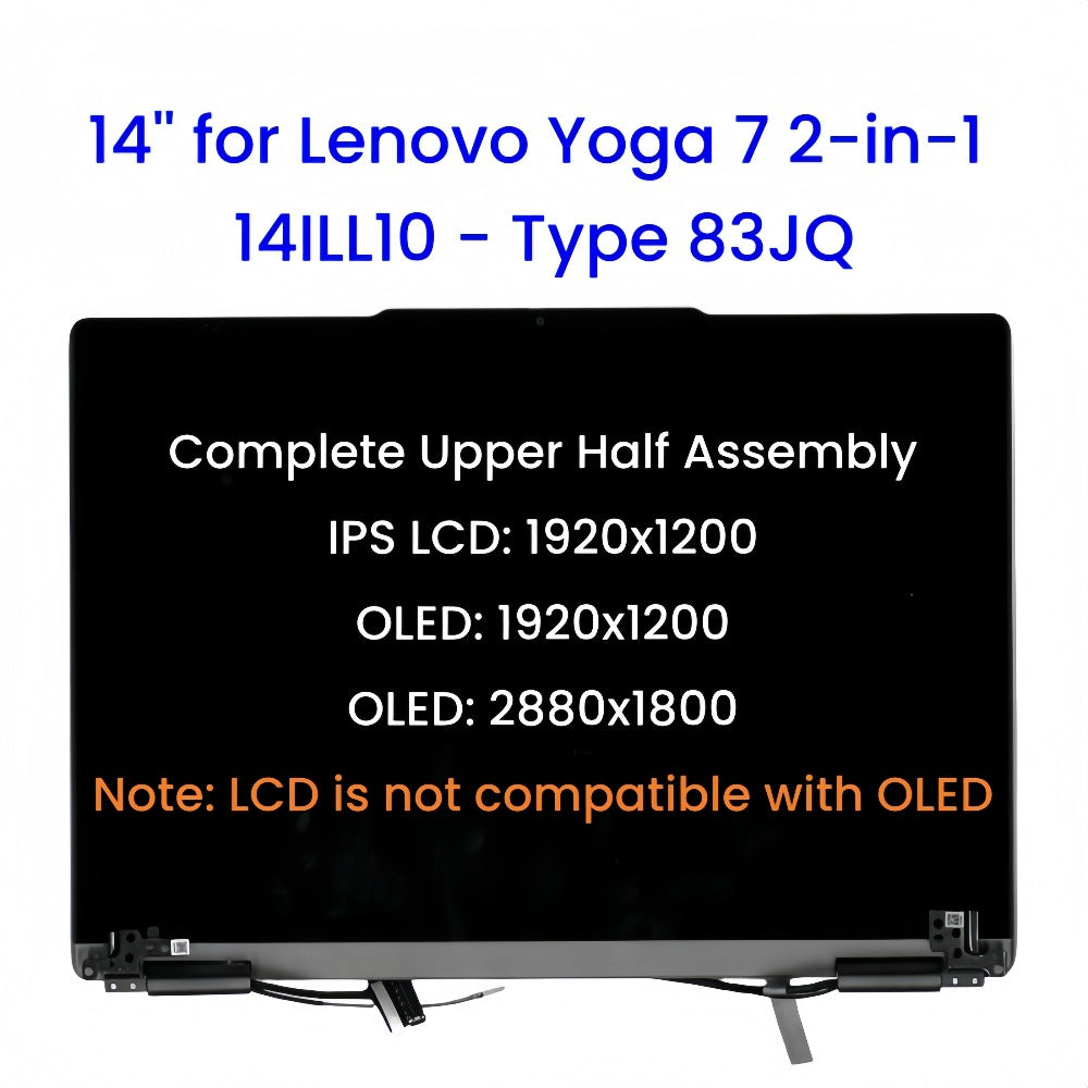 14" for Lenovo Yoga 7 2-in-1 14ILL10 Type 83JQ IPS LCD/OLED Complete Upper Half Touch Full Assembly Replacement Lenovo laptop repair parts