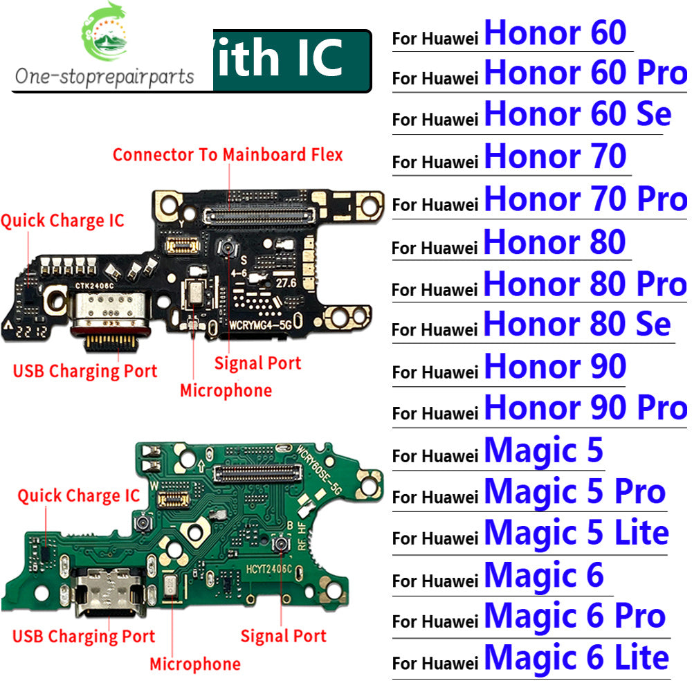 USB Charging Port Dock Charger Plug Connector Board Flex Cable For Huawei Honor 60 70 80 90 Pro Se Magic 4 5 6 Pro Lite Huawei phone repair parts