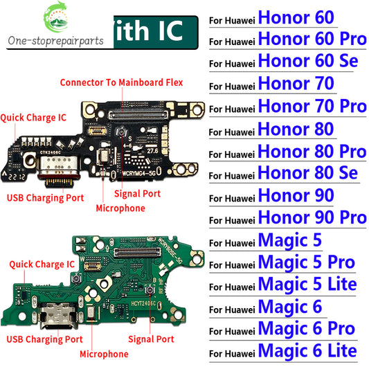 USB Charging Port Dock Charger Plug Connector Board Flex Cable For Huawei Honor 60 70 80 90 Pro Se Magic 4 5 6 Pro Lite Huawei phone repair parts