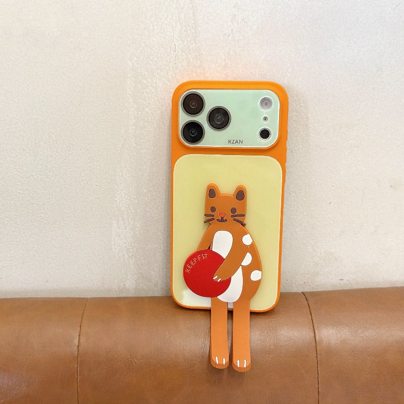 Ball doll bracket for iPhone 17promax mobile phone case new all-inclusive 16 girl cartoon silicone iPhone15 women's 14 creative 13promax anti-drop seconds become larger Windows Phone accessories