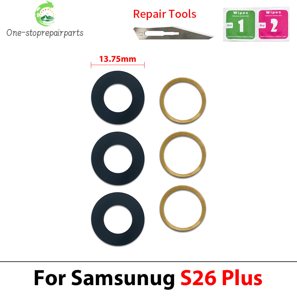 New Camera Glass Rear Back Camera glass Lens For Samsung S24 S25 S26 Plus Ultra Fe With Glue Adhesive Samsung phone repair parts