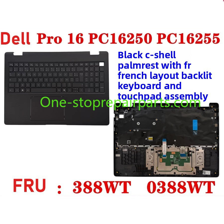 Cover case Keyboard for Dell Pro 16 PC16250 PC16255 Cover case for Dell Pro 16 PC16255 PC16250 LCD Back Cover Bezel frame topcase palmrest upper bottom HINGE 0V1T1X 0388WT 0Y55N3 099TK0 006R8M Dell laptop repair parts