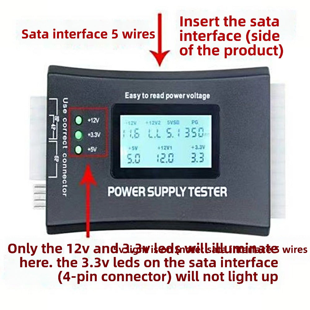 ATX Power Tester Desktop Power Supply Tester High Precision Voltage Tester 20/24pin Special repair tools