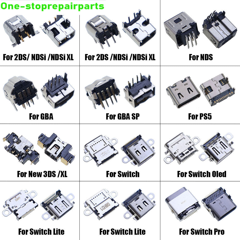 2pcs For NDS NDSL NDSi XL Power Socket Charging Port For GBA GBASP Link Connector For Switch / Lite / Oled / Pro NS Console Game console repair parts