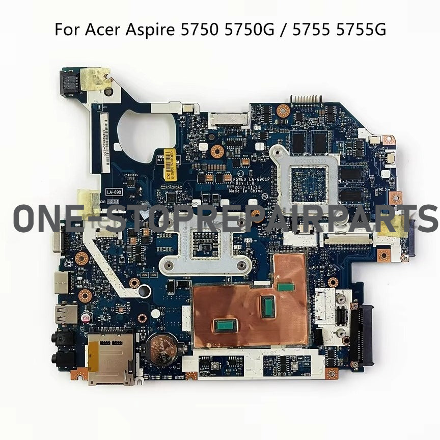 P5WE0 LA-6901P For Acer Aspire NV57 5750 5755 5750G Laptop Motherboard With HM65 GT520M/GT540M/GT610M/GT630M 1GB/2GB Video Card Acer laptop repair parts