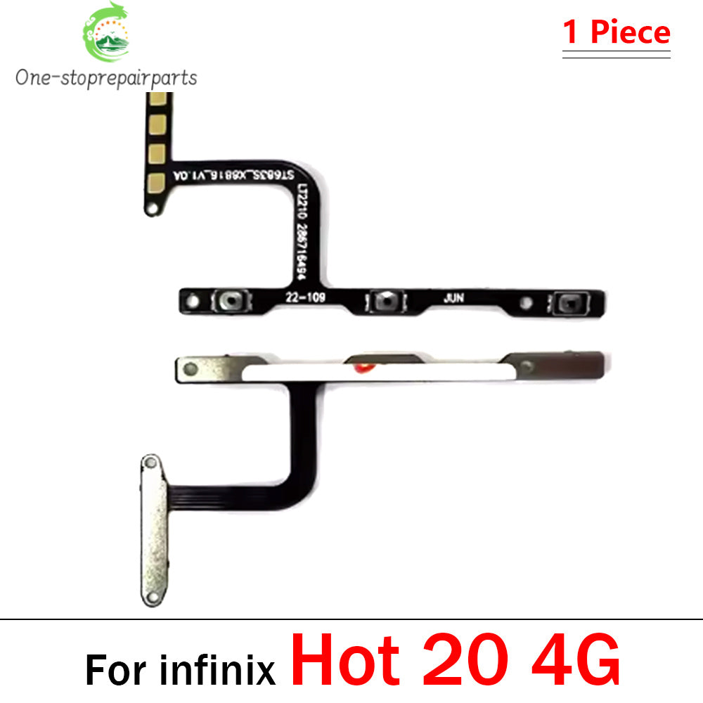 10Pcs, Power Switch On/Off Button Volume Key Button Flex Cable For infinix Hot 10 11 12 12i 20 30 30i 40 40i 50i Play Pro 4G 5G  infinix phone repair parts