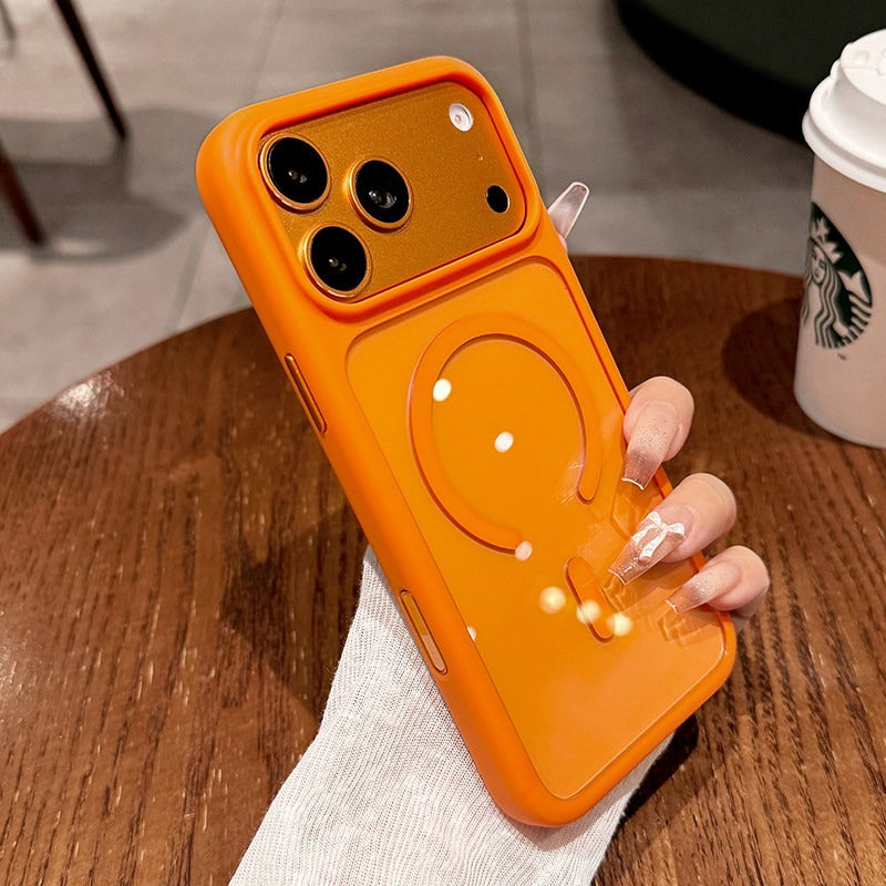 Ice transparent magnetic suction For iPhone 18promax mobile phone case new iPhone17 new color soft edge hard back ultra-thin 18pro strong magnetic adsorption 16 men's and women's simple shell Phone Accessories