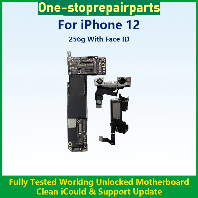 Fully Tested Working Well Motherboard For iPhone 12 Pro Max With/Without Face ID Cleaned iCloud And Support Update Logic Board iPhone phone repair parts