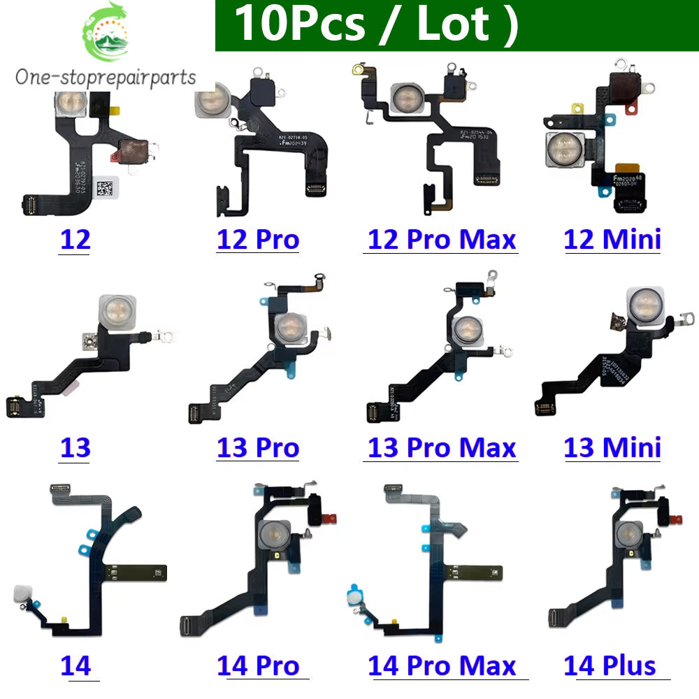 10Pcs, New For iPhone 12 13 14 15 Pro Max Mini Plus Flash Light Lamp Flex Cable LED Flashlight With Microphone iPhone phone repair parts