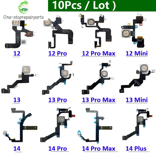 10Pcs, New For iPhone 12 13 14 15 Pro Max Mini Plus Flash Light Lamp Flex Cable LED Flashlight With Microphone iPhone phone repair parts