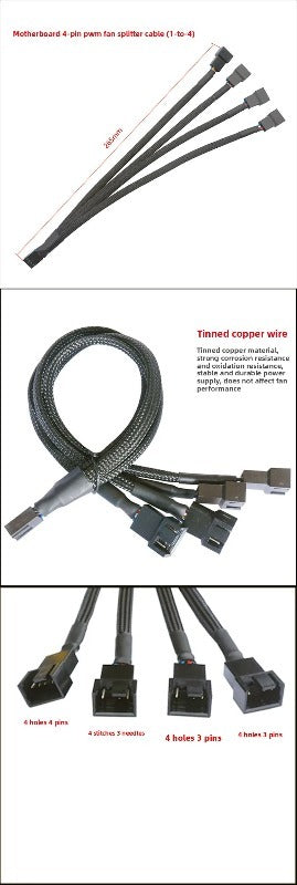4Pin Temperature Control PWM cooling fan Splitter 1 To 1/2/3/4 Extension Cable PC Computer Extension Cable Splitter HUB cable