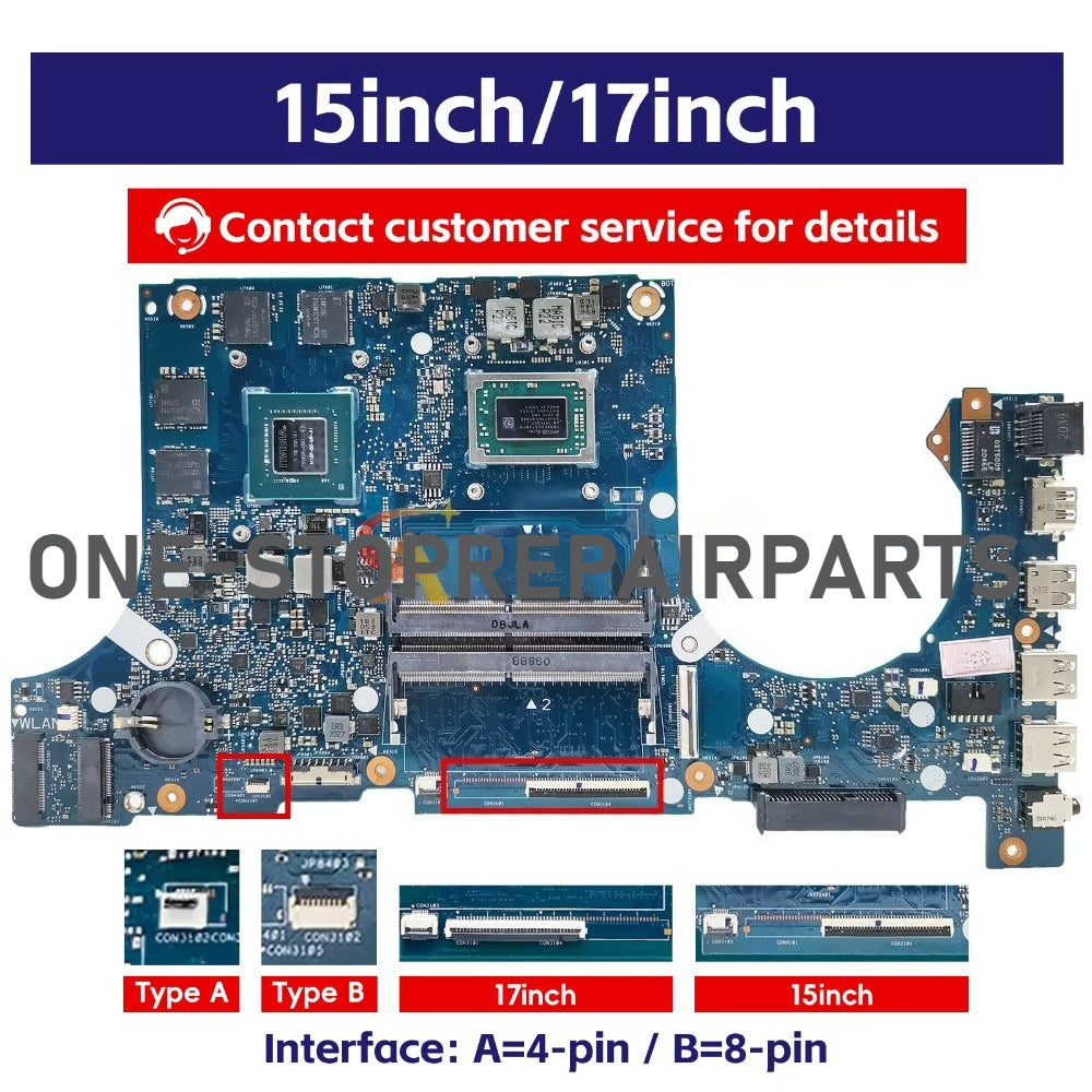 FX505DT Laptop Motherboard For ASUS TUF Gaming FX95D FX505DD FX705DT FX505D FX505DY Mainboard W/ R3 R5 R7 CPU Tests OK Fast Ship ASUS laptop repair parts